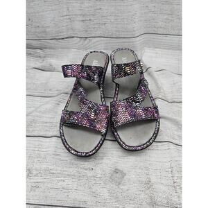 Alegria Loti Funtastic Wedge Sandals Women's 38 / 7.5 Purple Leather Slip On